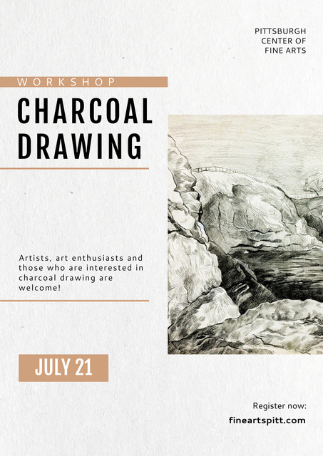Charcoal Drawing with Horse illustration Posterデザインテンプレート