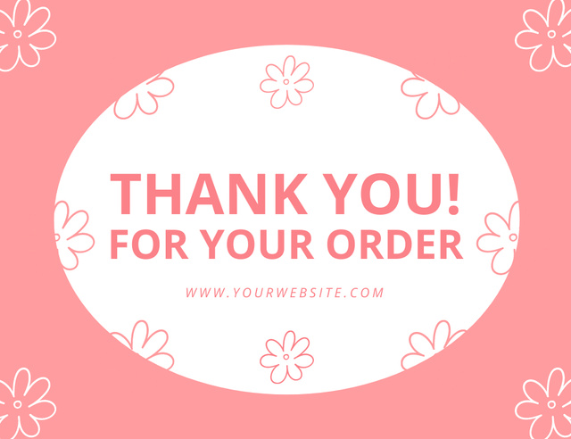 Message Thank You For Your Order with Hand Drawn Daisy Flowers Thank You Card 5.5x4in Horizontal Design Template