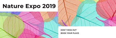 Ontwerpsjabloon van Email header van Nature Expo-evenementadvertentie met kleurrijke bladeren