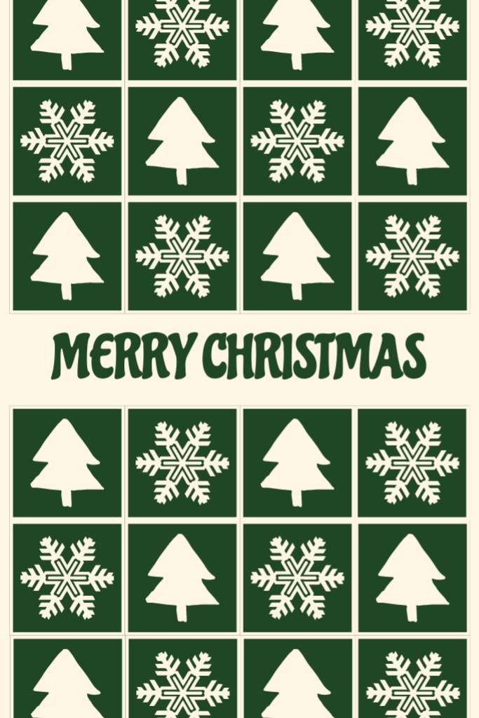 Joyful Christmas Congrats with Winter Pattern Postcard 4x6in Vertical – шаблон для дизайна