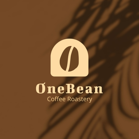 Cafe Ad with Coffee Bean Logo Design Template