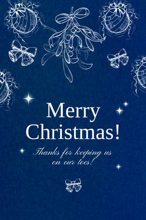 Christmas Greeting with Illustration of Decorations Postcard 4x6in Vertical Design Template