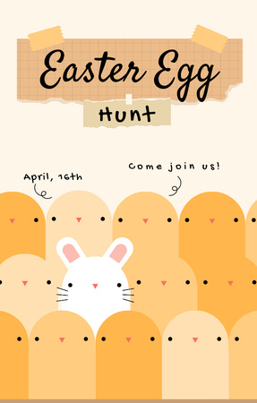 Platilla de diseño Easter Egg Hunt Announcement with Cute Chickens and Bunny Invitation 4.6x7.2in
