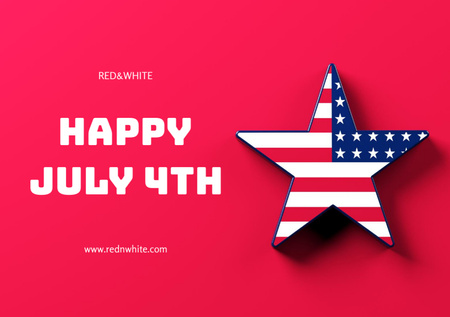 USA Independence Day Greeting With Start Postcard A5 Design Template