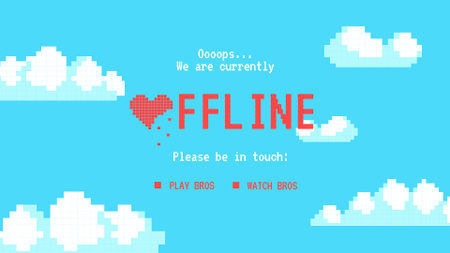 Promoção de canal de jogos com coração de pixel fofo Twitch Offline Banner Modelo de Design