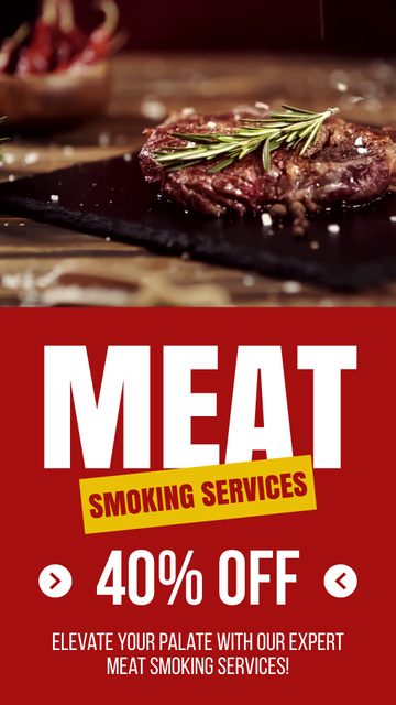 Meat Smoking Services Offer on Red Instagram Video Story Modelo de Design