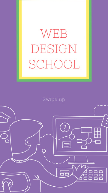 Designvorlage Online Education ad Man by Computer für Instagram Story