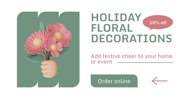 3D Bouquet for Festive Flower Arrangement Facebook AD Design Template