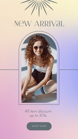 Woman in Summer Outfit and Sunglasses Instagram Story Design Template