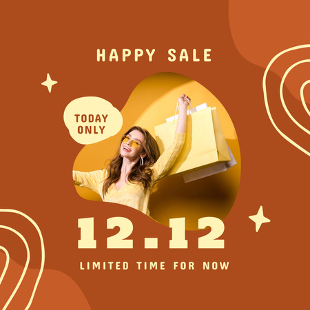 Winter Sale Announcement with Happy Girl Instagram Design Template