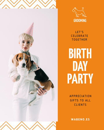 Birthday Party Announcement with Couple and Dog Poster 16x20in Design Template