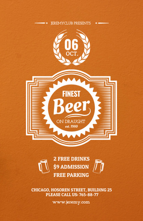 Finest beer pub ad in orange Flyer 5.5x8.5in Design Template
