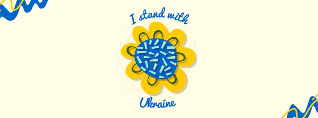 Demonstrating Heartfelt Solidarity with Ukraine via Flower And Ribbons Facebook coverデザインテンプレート