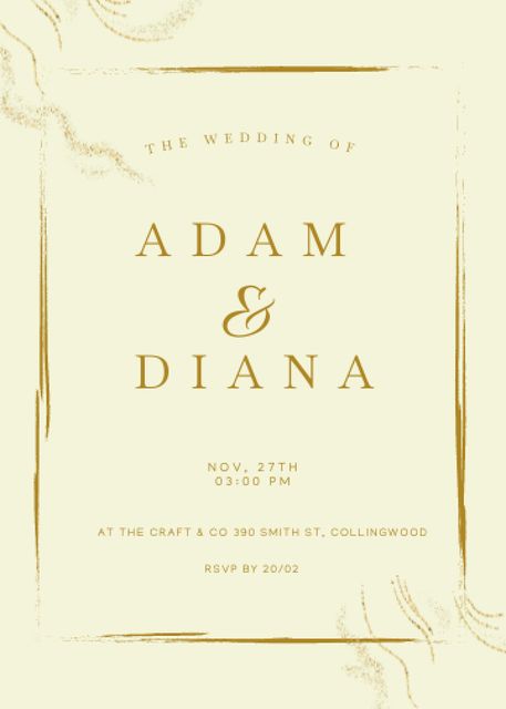 Elegant Wedding Ceremony Announcement In Yellow Invitation Šablona návrhu