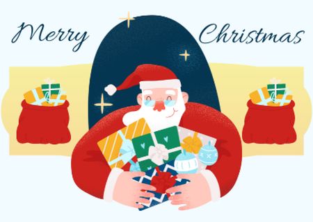 Designvorlage Christmas Holiday Greeting with Santa für Card