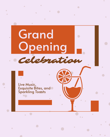Plantilla de diseño de Gran celebración de inauguración con cóctel y música en vivo. Instagram Post Vertical 