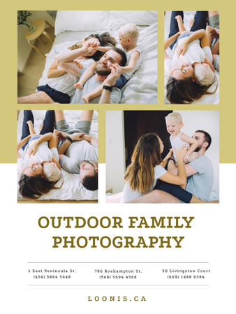 Photo Session Offer with Happy Family with Baby Poster 36x48in Design Template