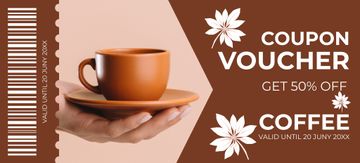Gift Voucher for Visiting the Coffee House with Cup and Beans Online Coupon  Template - VistaCreate