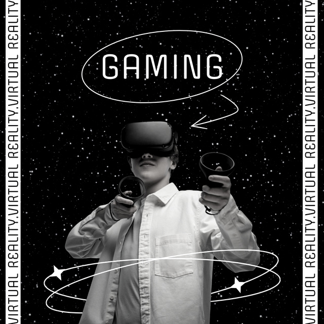 Ontwerpsjabloon van Instagram van High-tech Virtual Reality Gaming Offer With Device