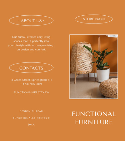 Stylish Home Interior Offer Brochure 9x8in Bi-fold Design Template