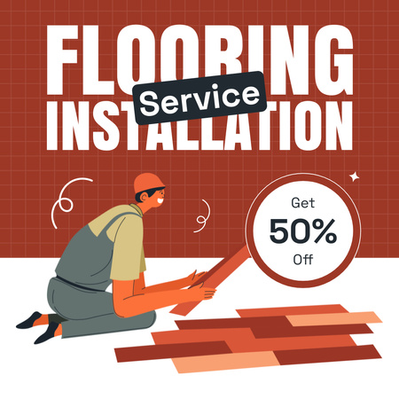 Services Ad with Repairman working on Flooring Instagram AD Design Template