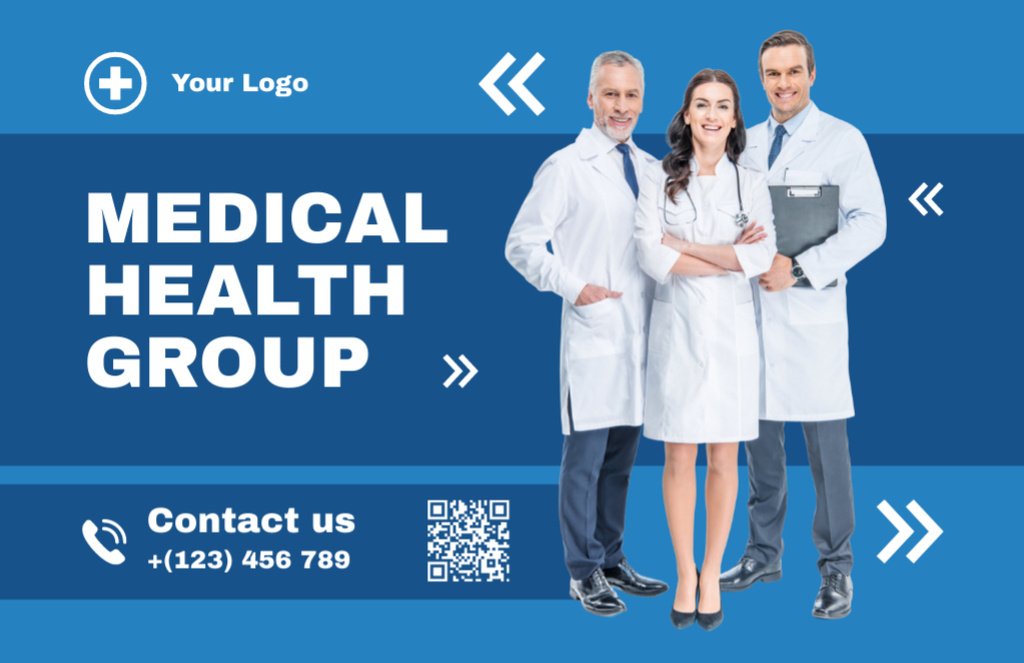 Plantilla de diseño de Medical Services Ad with Team of Diverse Doctors Thank You Card 5.5x8.5in 