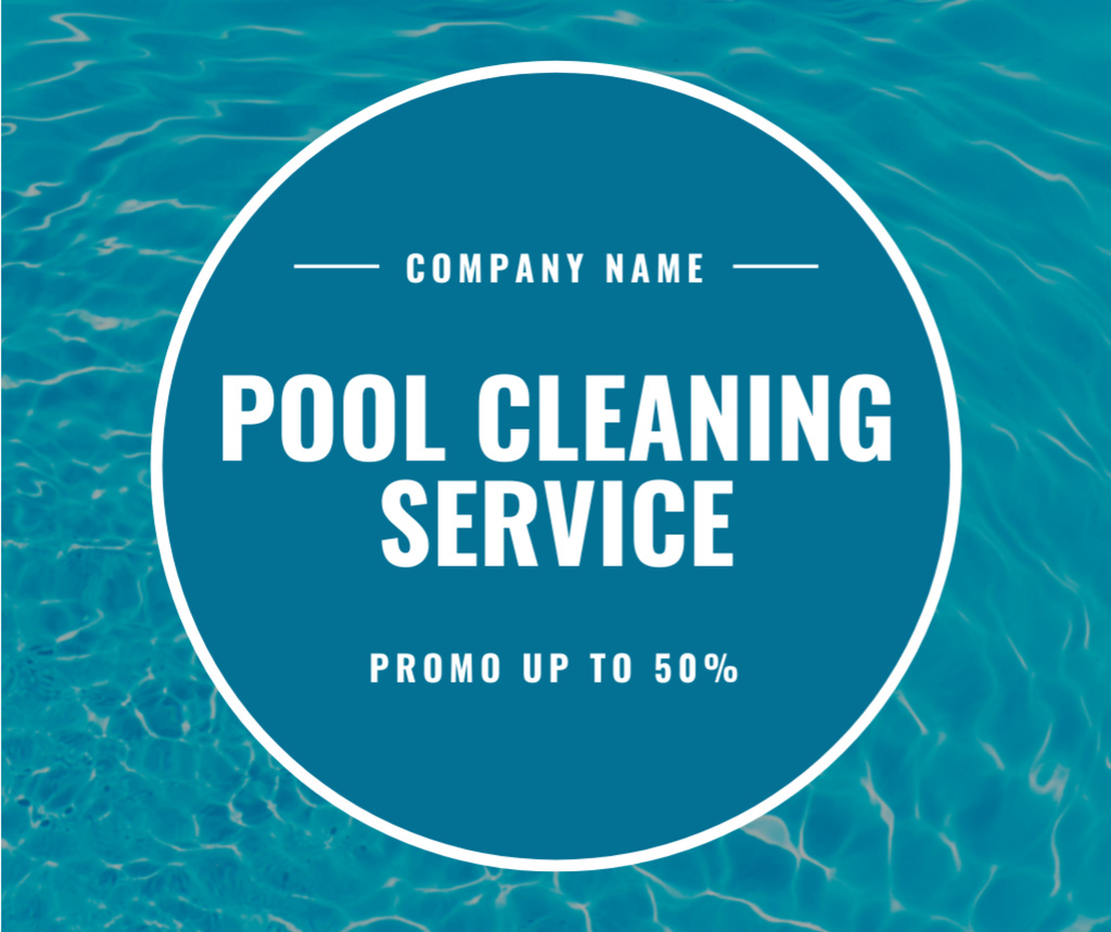 Designvorlage Discounts on Pools Cleaning with Blue Water on Background für Facebook