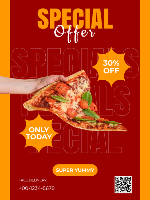 Special Offer of Traditional Pizza Poster US Modelo de Design