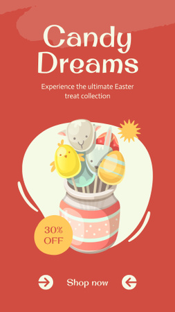 Édes cukorkák húsvéti ajánlata Instagram Video Story tervezősablon