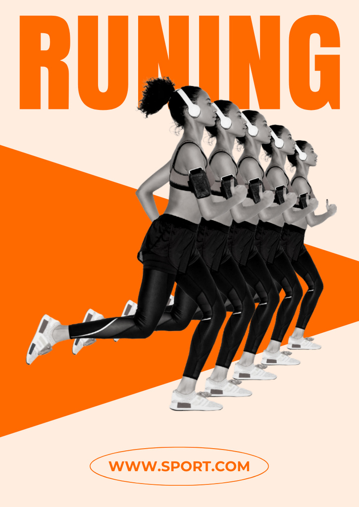 Template di design Summer Sports Inspiration with Running Women Poster A3