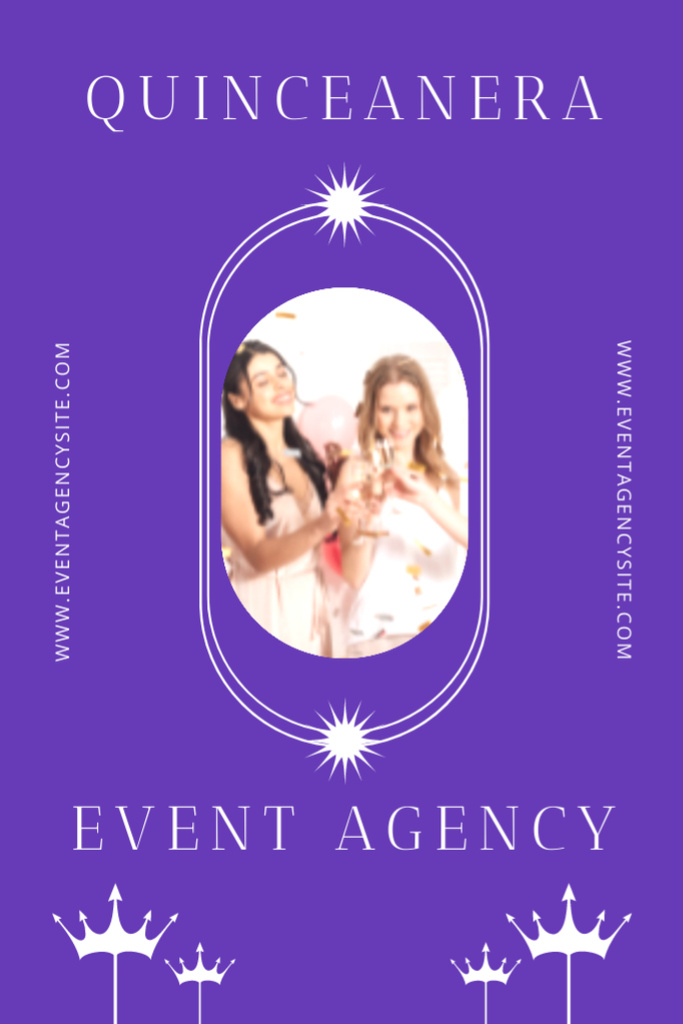 Szablon projektu Events Agency Offers Quinceañera Organization on Purple Flyer 4x6in