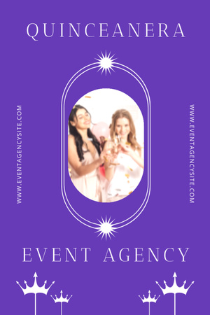 Az Events Agency a Quinceañera szervezetet kínálja lila színen Flyer 4x6in tervezősablon