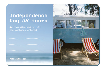 Amerikai függetlenség napi túrák ajánlata aranyos busszal Postcard 4x6in tervezősablon