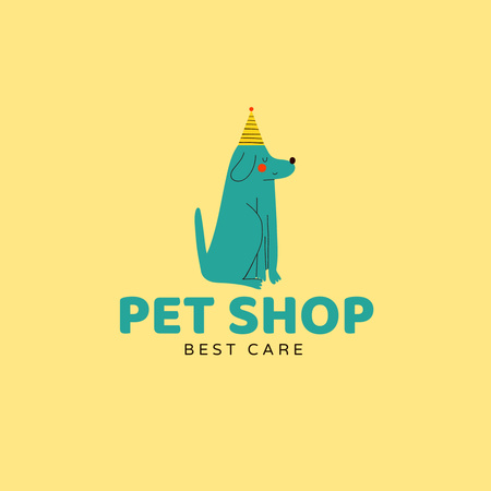Cute Pet Shop Ad with Dog Logo Design Template