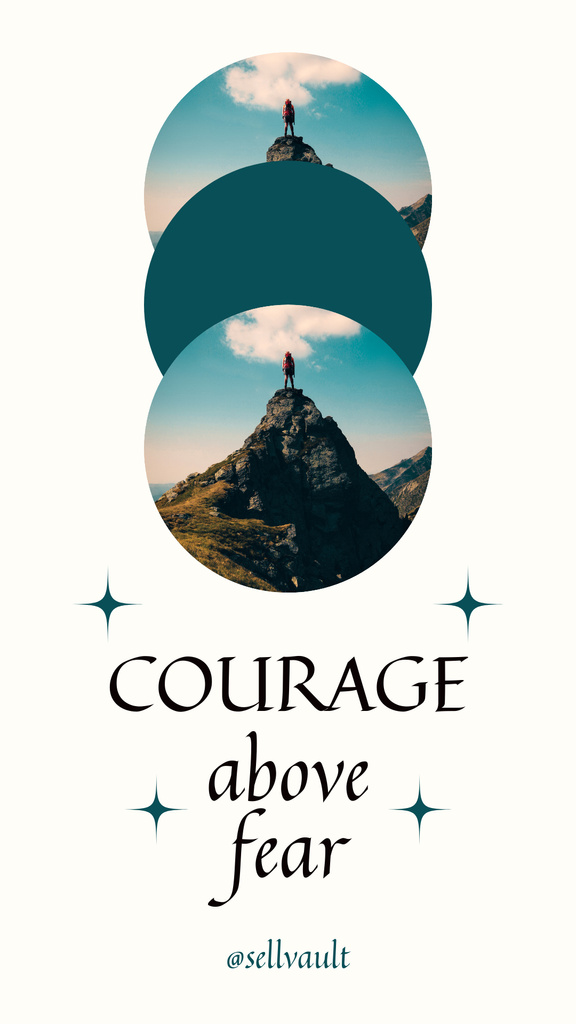Quote About Courage Above Fear With Hill Landscape Instagram Story Modelo de Design