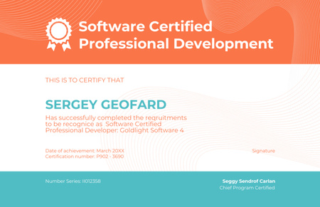 Designvorlage Award for Achievements in Software Development für Certificate 5.5x8.5in