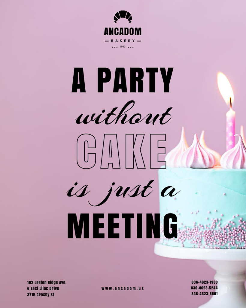 Party Organization And Arrangement Services with Tasty Sweet Cake Poster 16x20in Tasarım Şablonu