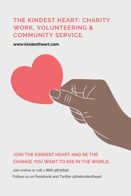 Charity Event with Hand holding Heart in Red Flyer 4x6in Design Template