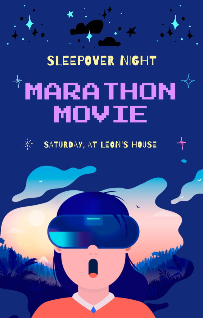 Szablon projektu Amazing Marathon Movie With VR Headset Invitation 4.6x7.2in