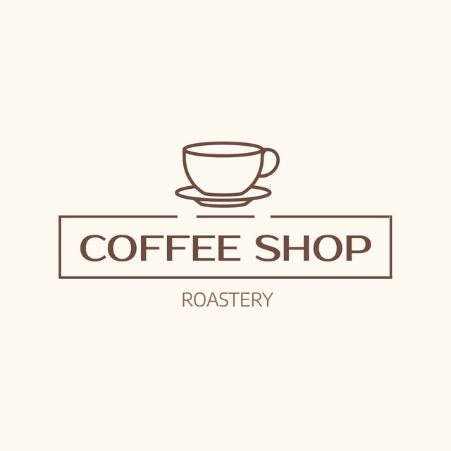 Coffee House Emblem with Cup and Saucer Logo Design Template