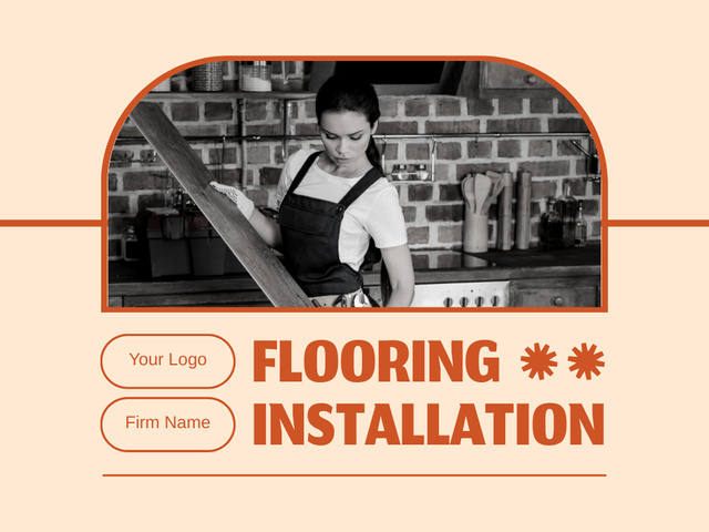 Female Handyman Working on Flooring Installation Presentation – шаблон для дизайну