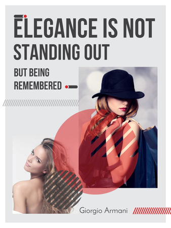 Shopping Quote Stylish Woman in Hat Poster US Πρότυπο σχεδίασης