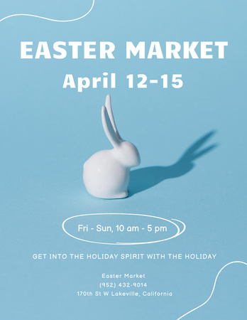Amazing Easter Market Announcement on Blue Poster 8.5x11in Design Template