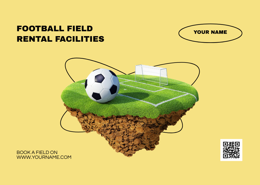 Football Green Field Rental Announcement Flyer A6 Horizontal Šablona návrhu
