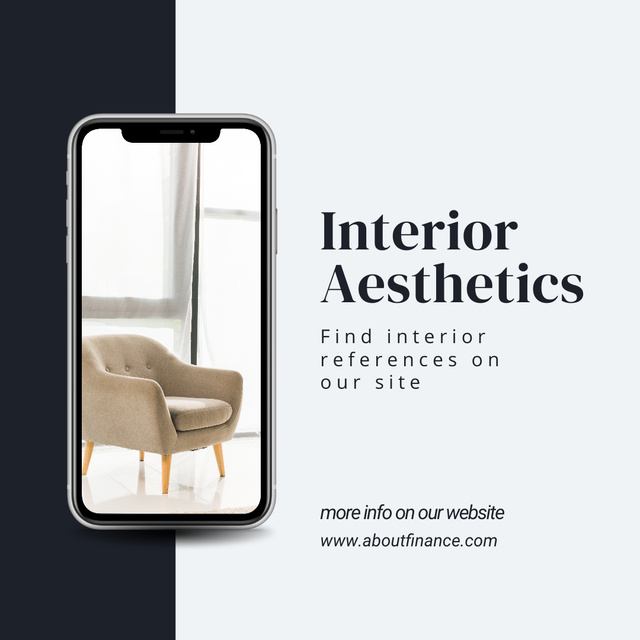 Home Furniture And Interior Aesthetics with Upholstered Chair Instagram Πρότυπο σχεδίασης
