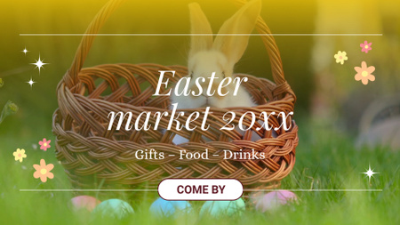 Plantilla de diseño de Anuncio de conejito en cesta para el mercado de Pascua Full HD video 