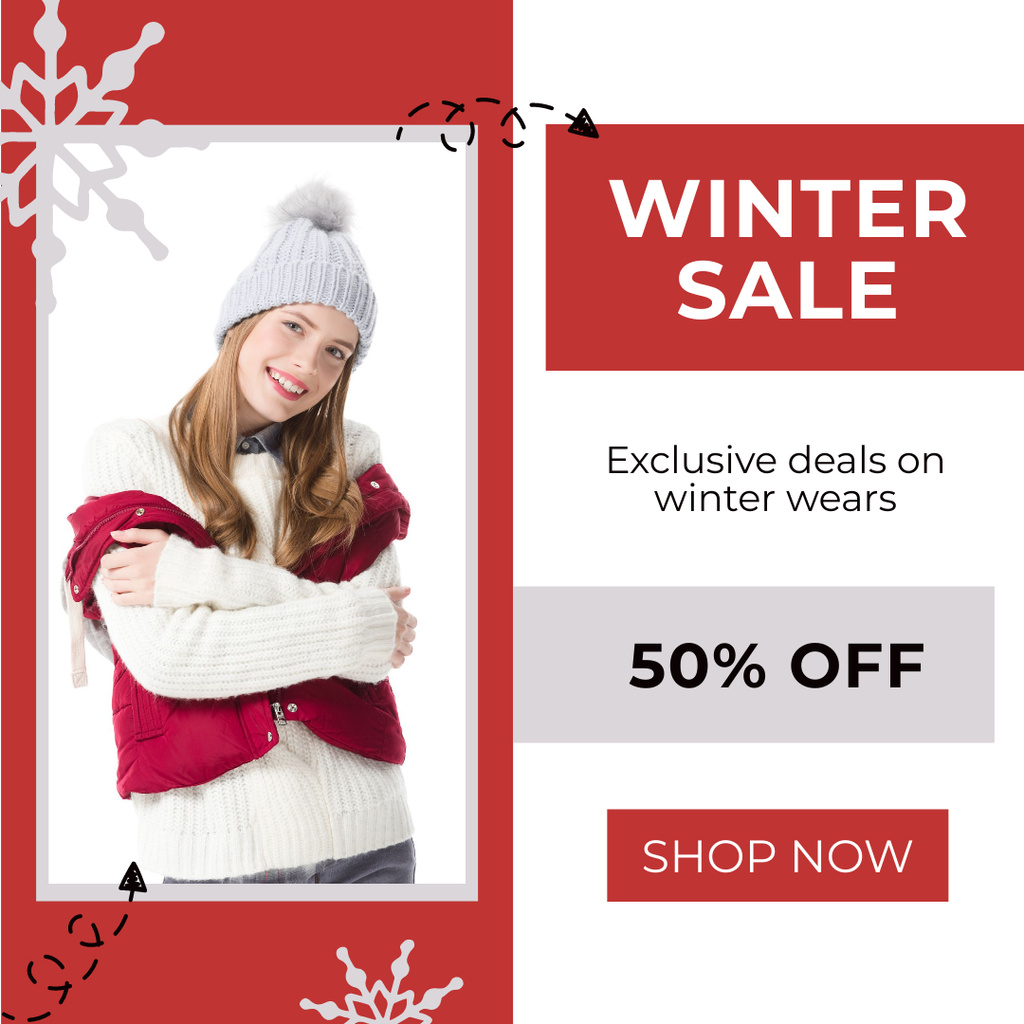 Plantilla de diseño de Exclusive Winter Clothing Sale Offer Instagram 