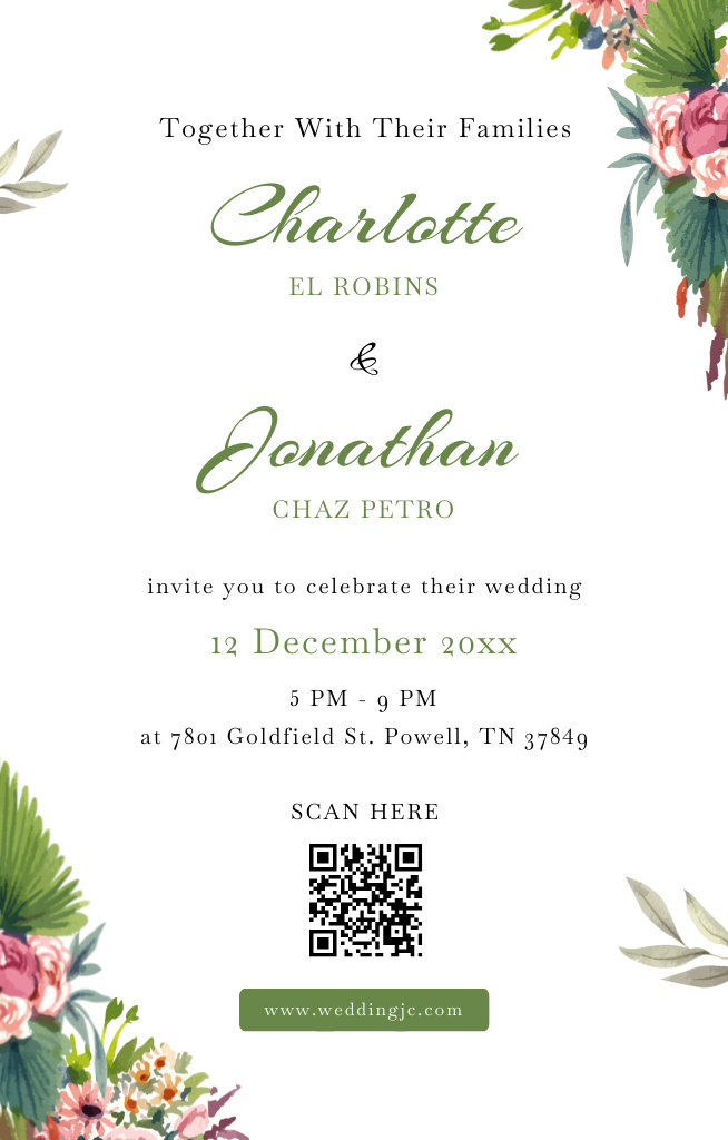 Wedding Celebration Announcement Invitation 4.6x7.2in Modelo de Design