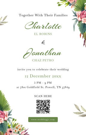 Plantilla de diseño de Wedding Celebration Announcement Invitation 4.6x7.2in 