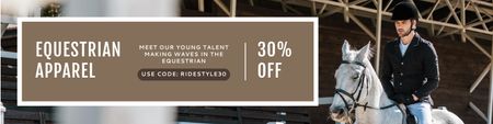 Incredible Discount on Riding Clothing Twitter Design Template